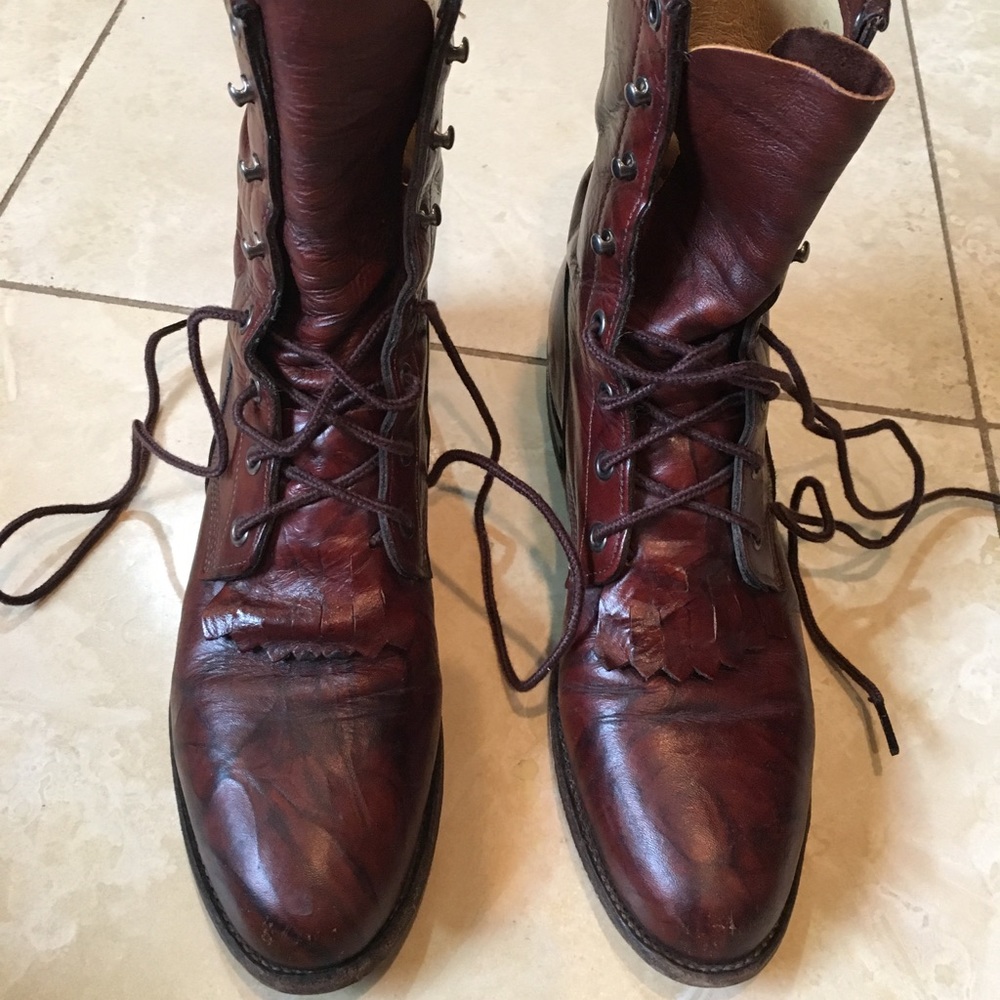 Justin boots, cordavan color, 8.5